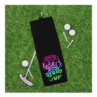 Queen of the Green and I Know I Play Like a Girl Try to Keep Up Rainbow Tri-fold Golf Towel Set of 2 100% Microfiber Waffle Weave Gift