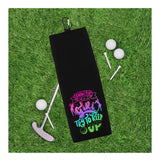 Queen of the Green and I Know I Play Like a Girl Try to Keep Up Rainbow Tri-fold Golf Towel Set of 2 100% Microfiber Waffle Weave Gift