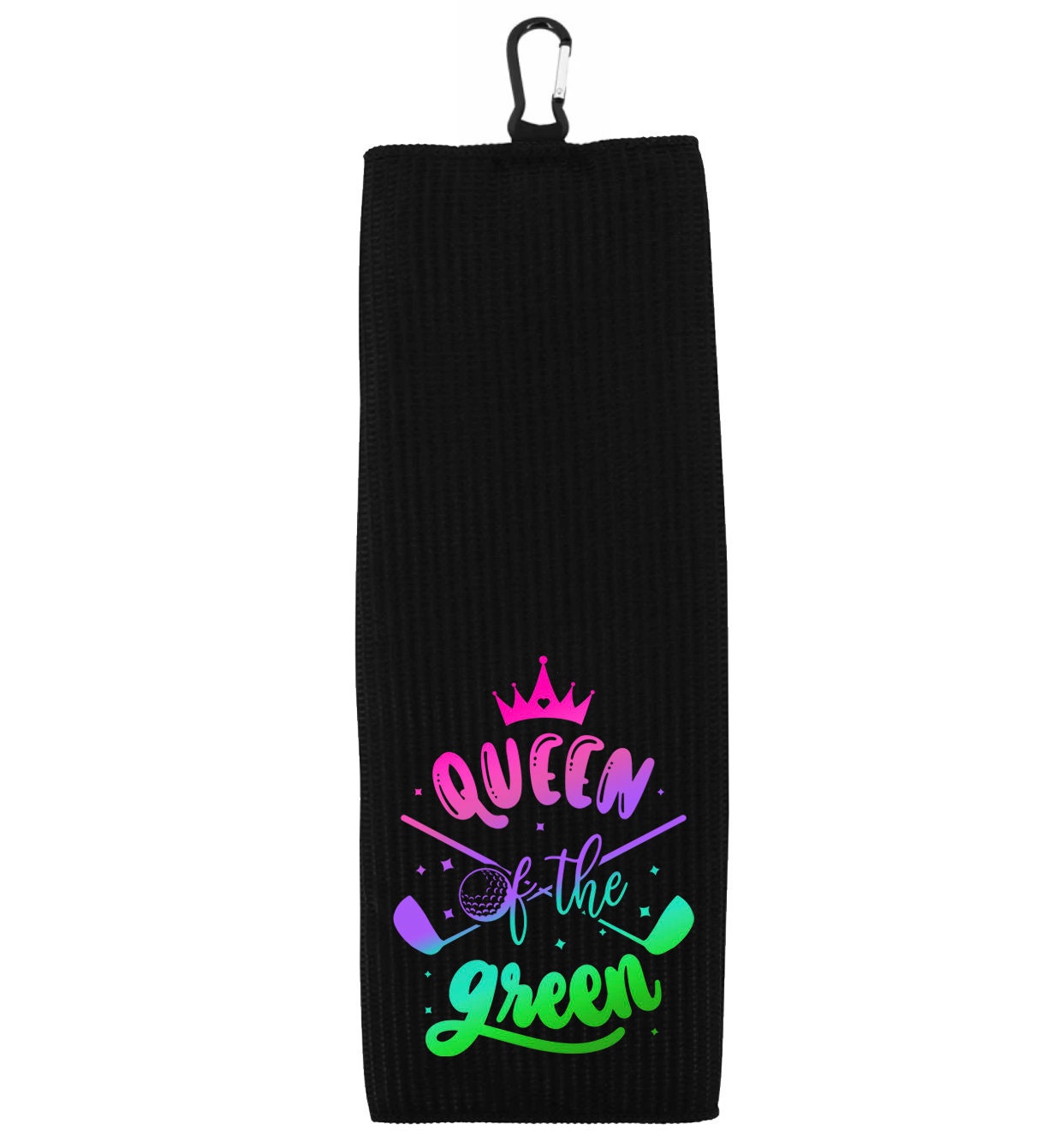 Queen of the Green and I Know I Play Like a Girl Try to Keep Up Rainbow Tri-fold Golf Towel Set of 2 100% Microfiber Waffle Weave Gift