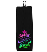 Queen of the Green and I Know I Play Like a Girl Try to Keep Up Rainbow Tri-fold Golf Towel Set of 2 100% Microfiber Waffle Weave Gift