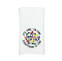 It's Fine I'm Fine Everything Is Fine Funny Tangled Christmas Lights Tea Towel Cute Flour Sack Kitchen Towel Home Decor for Men Women