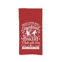 Baked Fresh Daily Gingerbread Bakery Christmas Red and White Hand Towel Flour Sack Kitchen Holiday Home Decor for Men Women