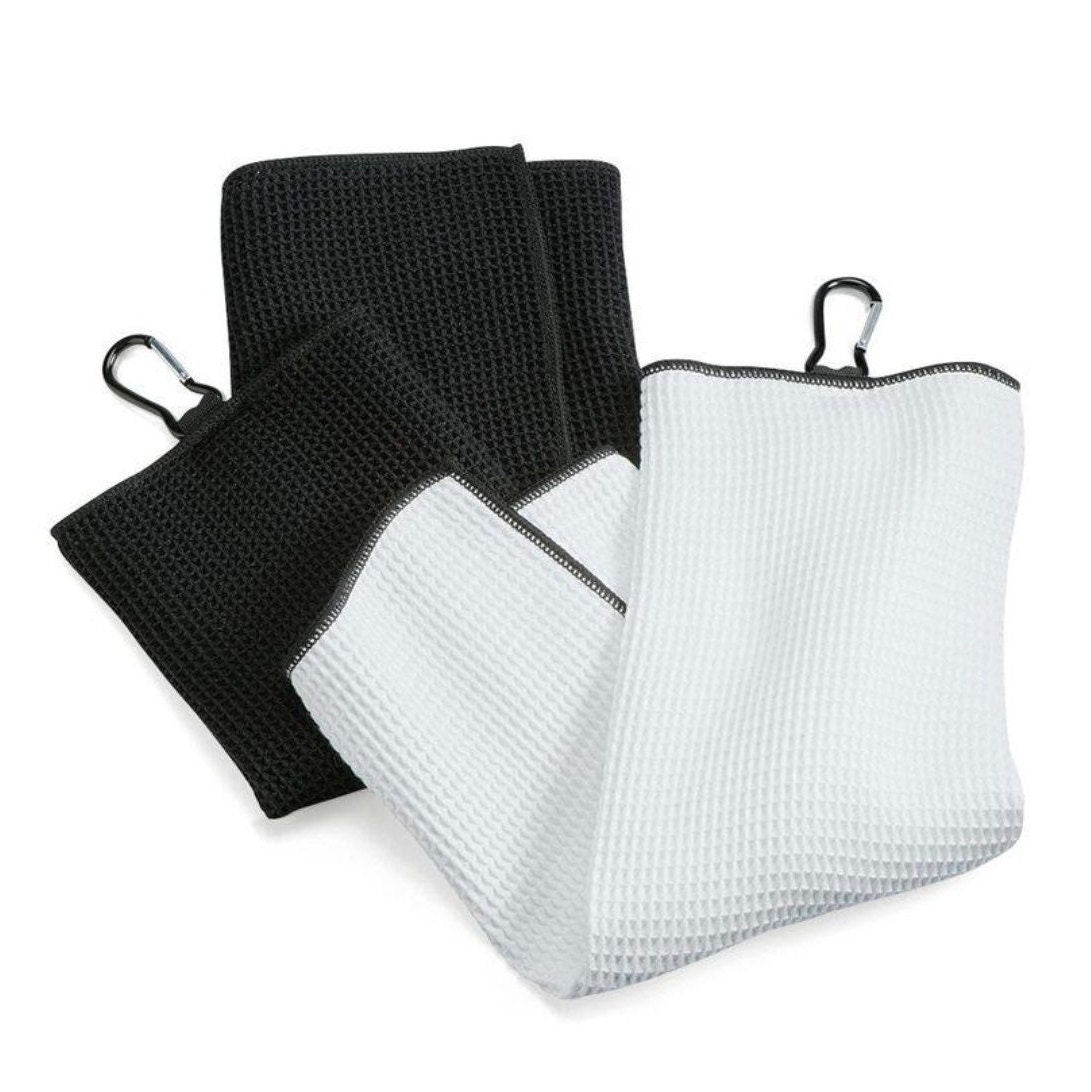 Best Grandpa By Par Tri-fold Golf Towel with Clip 100% Microfiber Waffle Weave Black White Gift Idea for Golfer Men Grandfather