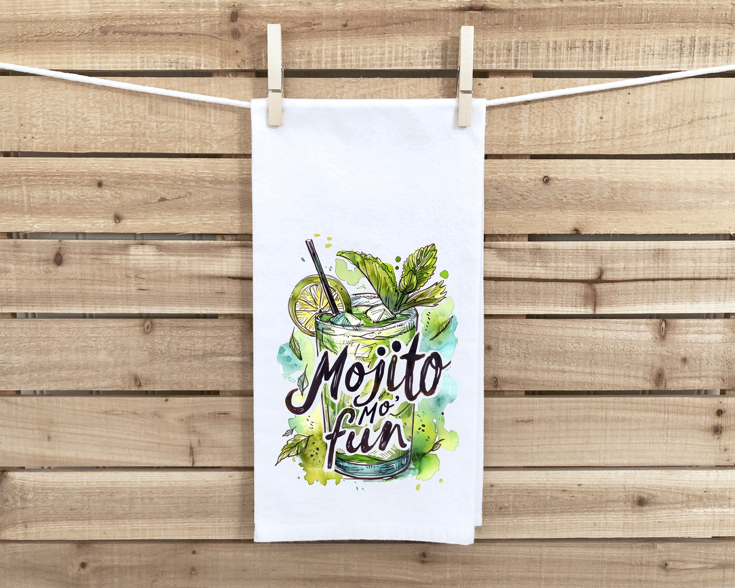 Mojito Mo' Fun Flour Sack Kitchen Towel Funny Bar Dish Cloth Cockail Party Hostess Housewarming Birthday Christmas Gift Idea