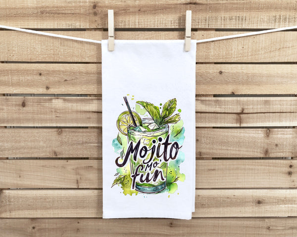 Mojito Mo' Fun Flour Sack Kitchen Towel Funny Bar Dish Cloth Cockail Party Hostess Housewarming Birthday Christmas Gift Idea
