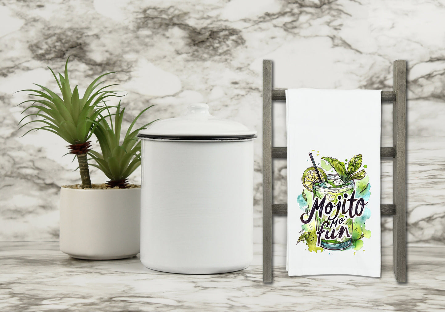 Mojito Mo' Fun Flour Sack Kitchen Towel Funny Bar Dish Cloth Cockail Party Hostess Housewarming Birthday Christmas Gift Idea