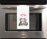 Two Gray Tabby Kittens Valentine Cats Flour Sack Cotton Hand Towel Cat Lover Valentine's Day Birthday Mother's Day Christmas Gift Idea
