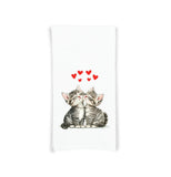 Two Gray Tabby Kittens Valentine Cats Flour Sack Cotton Hand Towel Cat Lover Valentine's Day Birthday Mother's Day Christmas Gift Idea