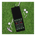 All I Want for Christmas Is More Golf Tri-fold Golf Christmas Towel with Clip 100% Microfiber Waffle Weave Black White Gift Idea for Golfer