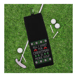 All I Want for Christmas Is More Golf Tri-fold Golf Christmas Towel with Clip 100% Microfiber Waffle Weave Black White Gift Idea for Golfer
