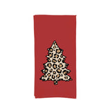 Leopard Print Christmas Tree Red Hand Towel Flour Sack Kitchen Holiday Animal Pattern Home Decor for Men Women