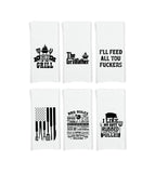 Funny Grilling Towels Set of 6 - Birthday Christmas Fathers Day Gift for Men Dad Grandpa Husband Boyfriend