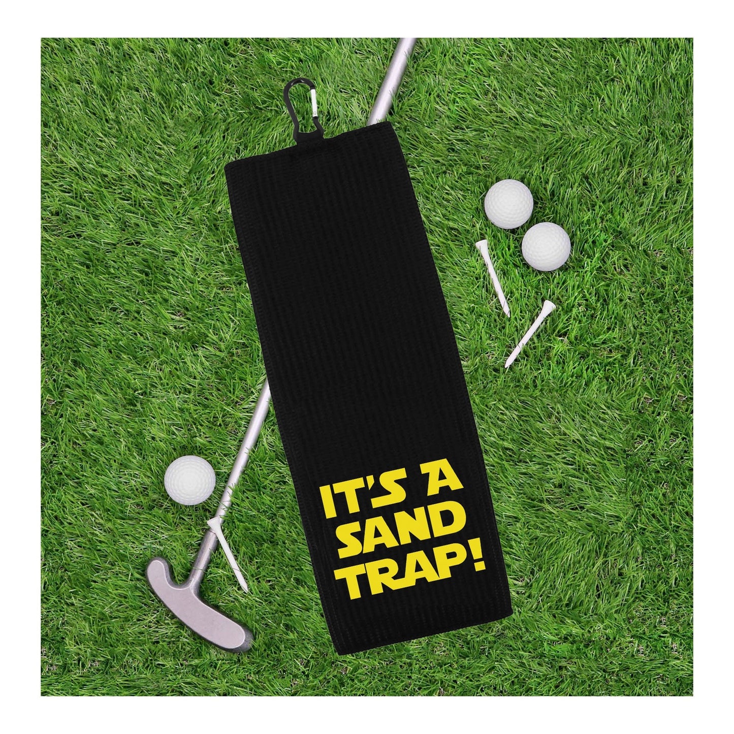 It's a Trap Tri-fold Golf Towel with Clip 100% Microfiber Waffle Weave Gift Idea for Men Women