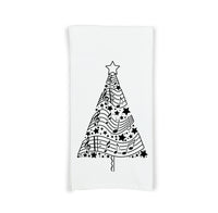 Music Notes Christmas Tree Black and White Musical Hand Towel Flour Sack Kitchen Holiday Home Decor Decorations for Men Women