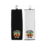 Best Pawpaw By Par Tri-fold Golf Towel with Clip 100% Microfiber Waffle Weave Black White Gift Idea for Golfer Men Grandpa Dad