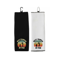 Best Pawpaw By Par Tri-fold Golf Towel with Clip 100% Microfiber Waffle Weave Black White Gift Idea for Golfer Men Grandpa Dad