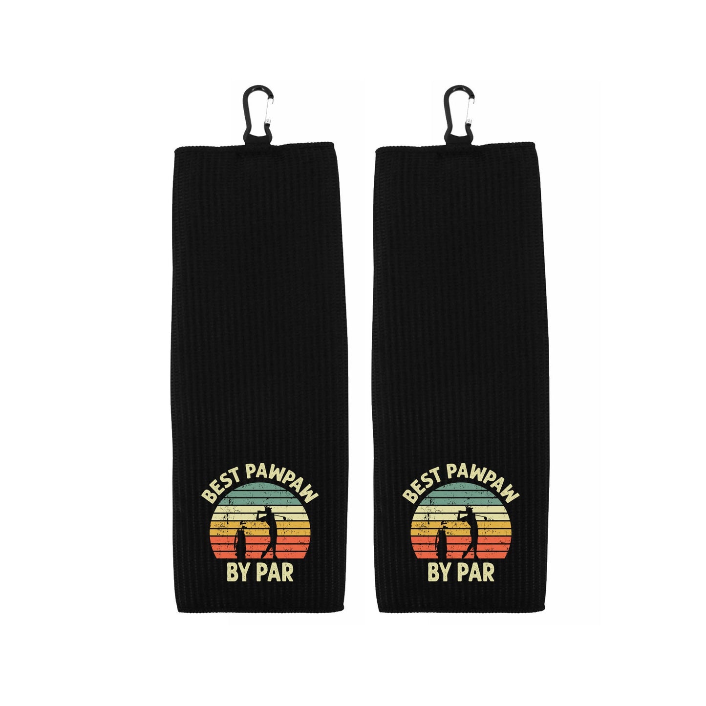 Best Pawpaw By Par Tri-fold Golf Towel with Clip 100% Microfiber Waffle Weave Black White Gift Idea for Golfer Men Grandpa Dad