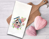 Set of 3 Watercolor Birdhouse Tea Towels Cute Watercolor Pastel Heart Hand Flour Sack Dish Towel Valentine's Birthday Mother's Day Gift