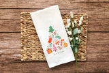 Deck the Halls Christmas Tree Flour Sack Towel with Hanging Loop Cute Pastel Pink Green Dish Hand Kitchen Decor Holiday Decorations Gift