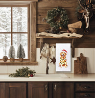 Golden Retriever Wrapped in Christmas Lights Flour Sack Cotton Hand Towel Dog Lover Hostess Birthday Christmas Gift Idea