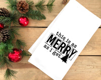 This Is As Merry As I Get Funny Christmas Tea Towel Cute Black and White Flour Sack Kitchen Towel Home Decor Decoration for Men Women