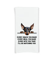 Doberman Every Snack You Make Every Meal Flour Sack Kitchen Towel Funny Peeking Dog Housewarming Hostess Birthday Christmas