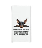 Doberman Every Snack You Make Every Meal Flour Sack Kitchen Towel Funny Peeking Dog Housewarming Hostess Birthday Christmas