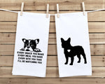 French Bulldog Flour Sack Kitchen Towel Gift Set of Two Funny Frenchie Dish Towels Birthday Christmas Gift for Women Men Dog Lovers