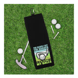 The Older I Get the Harder It Is to Find My Balls Tri-fold Golf Towel with Clip 100% Microfiber Waffle Weave Black White Gift Idea for Men