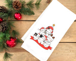 Cat Christmas Tree Flour Sack Dish Towels Hanging Loop Red Green White Funny Hand Towel Holiday Kitchen Decor Decorations Cute Gift Idea