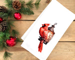 Christmas Cardinal and Lantern Tea Towel Cute Colorful Flour Sack Kitchen Towel Farmhouse Home Decor Decoration for Men Women Family Friends