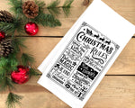 Christmas Rules Tea Towel Cute Black and White Flour Sack Kitchen Towel Farmhouse Home Decor Decoration for Men Women Family Friends