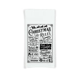 Christmas Rules Tea Towel Cute Black and White Flour Sack Kitchen Towel Farmhouse Home Decor Decoration for Men Women Family Friends