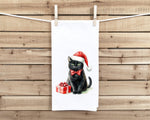 Black Cat Christmas Flour Sack Kitchen Towel Cute Xmas Kitty Dish Cloth Housewarming Hostess Birthday Christmas Gift