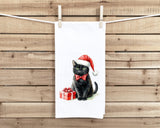 Black Cat Christmas Flour Sack Kitchen Towel Cute Xmas Kitty Dish Cloth Housewarming Hostess Birthday Christmas Gift