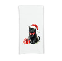 Black Cat Christmas Flour Sack Kitchen Towel Cute Xmas Kitty Dish Cloth Housewarming Hostess Birthday Christmas Gift