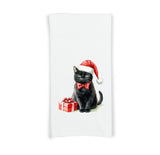 Black Cat Christmas Flour Sack Kitchen Towel Cute Xmas Kitty Dish Cloth Housewarming Hostess Birthday Christmas Gift