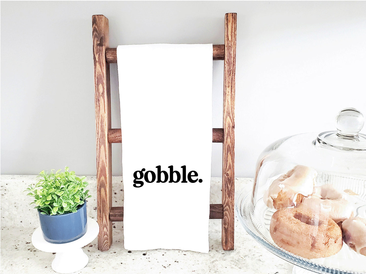 Gobble Funny Thanksgiving Flour Sack Kitchen Towel with Saying Farmhouse Birthday Housewarming New Home Hostess Present Christmas Gift