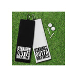 Straight Outta Golf Balls Tri-fold Golf Towel with Clip 100% Microfiber Waffle Weave Black White Funny Birthday Christmas Gift Idea for Men