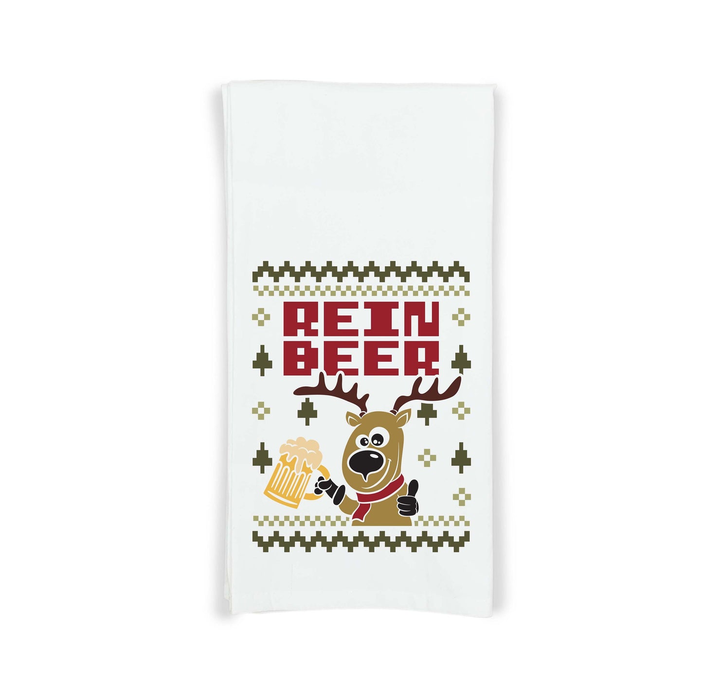 Rein Beer Funny Reindeer Drinking Beer Tea Towel Cute Christmas Flour Sack Kitchen Towel Home Decor Decoration for Men Women