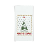 Merry Beermas Tea Towel Cute Blue and Red Flour Sack Kitchen Towel Home Decor Decorations for Beer Lover Men Women