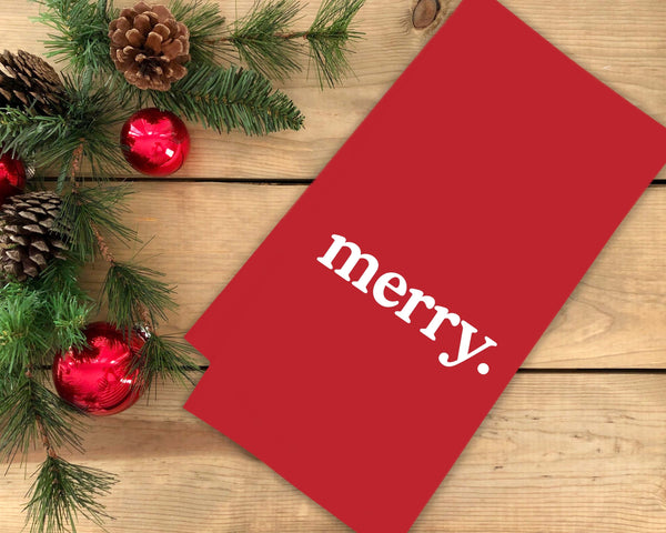 Merry Red Christmas Flour Sack Towels with Hanging Loop Dish Hand Tea Towel Kitchen Decor Cute Holiday for Women Mom Grandma Daughter Wife