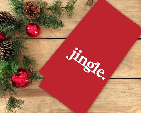Jingle Red Christmas Flour Sack Towels with Hanging Loop Dish Hand Towel Kitchen Decor Cute Holiday for Women Mom Grandma Daughter Wife