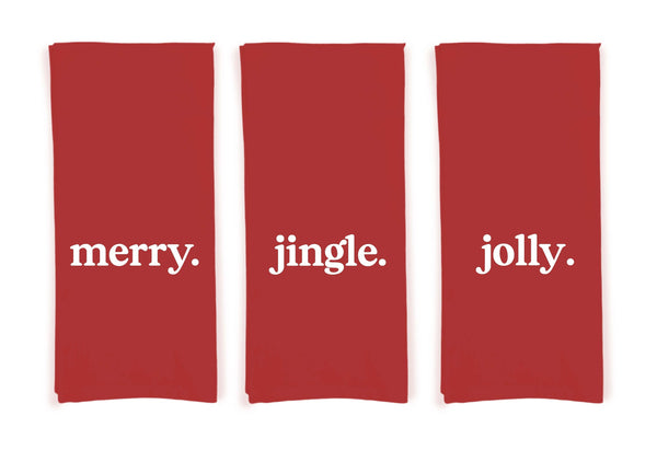 Set of 3 Red Christmas Flour Sack Towels with Hanging Loop Dish Hand Towel Kitchen Decor Cute Holiday for Women Mom Grandma Daughter Wife