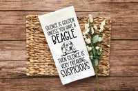 Silence Is Golden Unless You Have a Beagle Tea Towel Dish Funny Housewarming Hostess Birthday Christmas Gift for Women Men Mom Dad