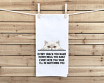 White Persian Cat Every Snack You Make Flour Sack Kitchen Towel Funny Peeking Kitty Dish Cloth Housewarming Hostess Birthday Christmas Gift