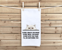 White Persian Cat Every Snack You Make Flour Sack Kitchen Towel Funny Peeking Kitty Dish Cloth Housewarming Hostess Birthday Christmas Gift