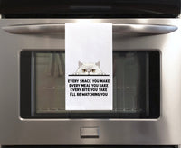 White Persian Cat Every Snack You Make Flour Sack Kitchen Towel Funny Peeking Kitty Dish Cloth Housewarming Hostess Birthday Christmas Gift