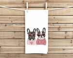 French Bulldogs Wearing Heart Shaped Sunglasses Flour Sack Tea Towel Valentine's Day Birthday Mother's Day Christmas Gift for Frenchie Lover