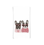 French Bulldogs Wearing Heart Shaped Sunglasses Flour Sack Tea Towel Valentine's Day Birthday Mother's Day Christmas Gift for Frenchie Lover